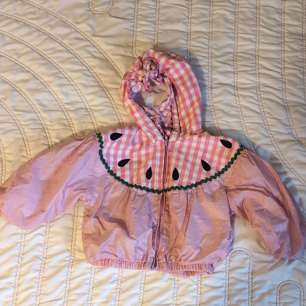 🍉 Carter’s Watermelon Zip Hoodie Jacket – Baby Girls